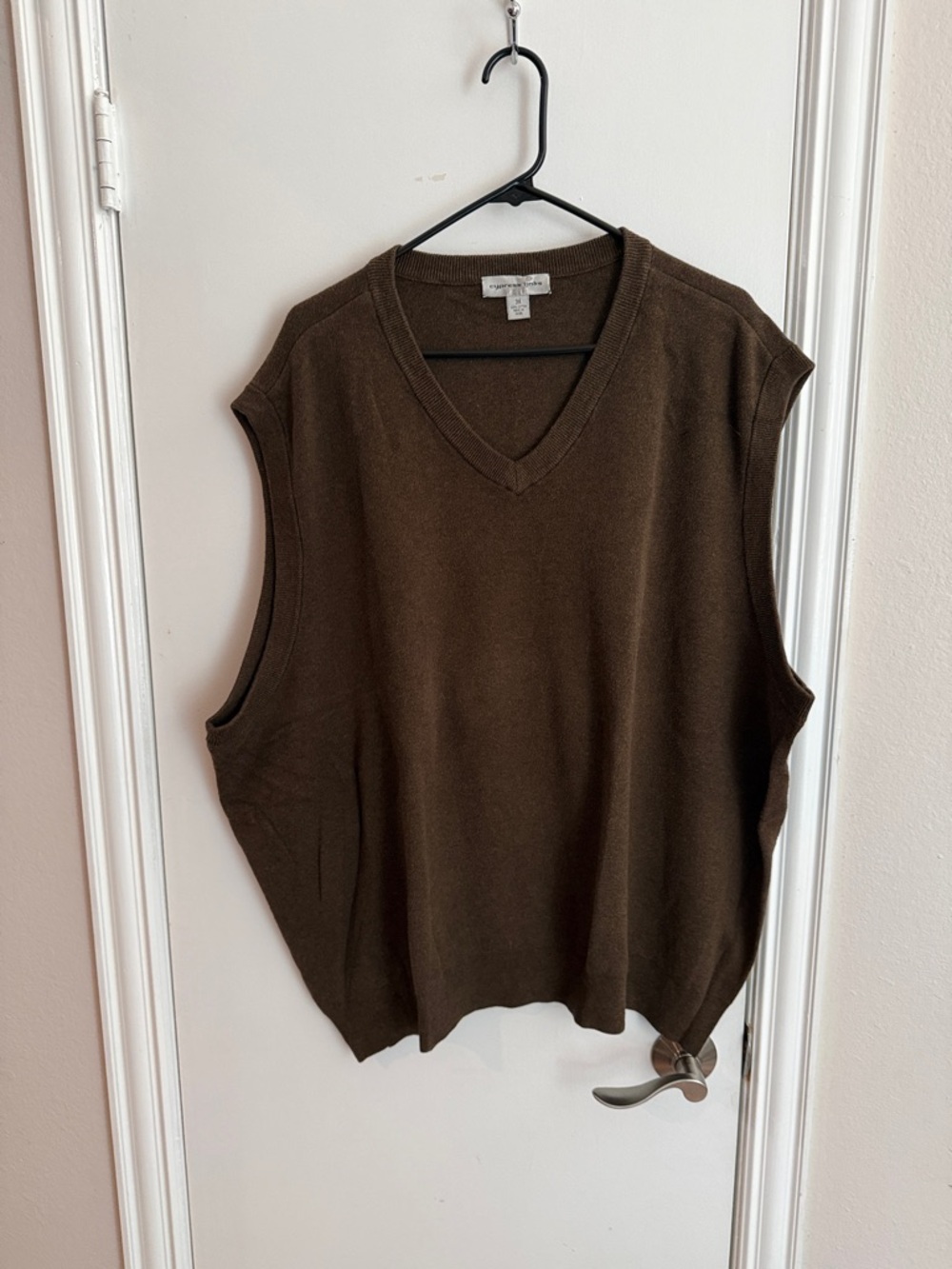 Classic Men’s V-Neck Sweater Vest in Dark Brown - Unbranded